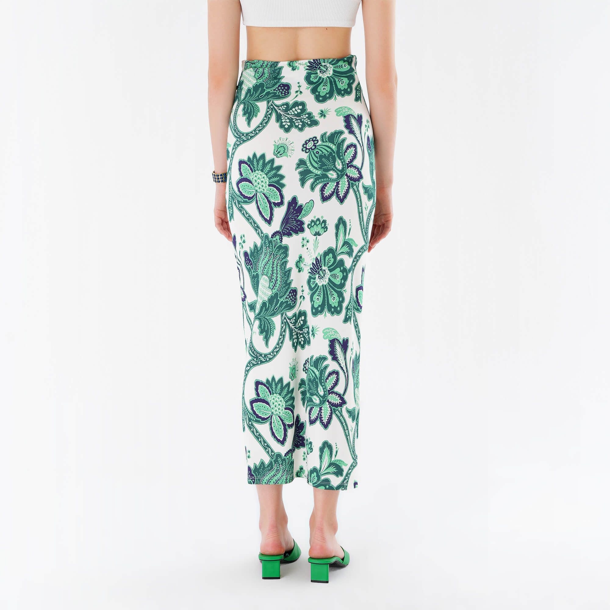 Etro - Green Tree of Life Print Wrap Skirt IT42